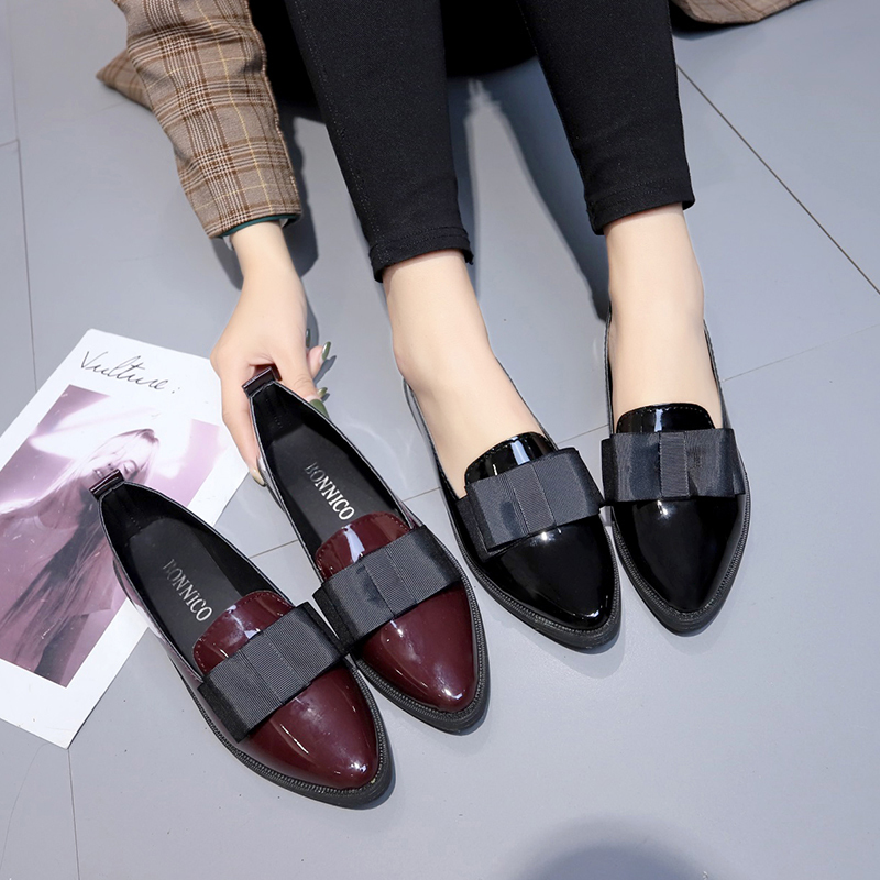 Shoes Women Pumps - Черные/бордовые лакированные туфли-лодочки с острым носком,