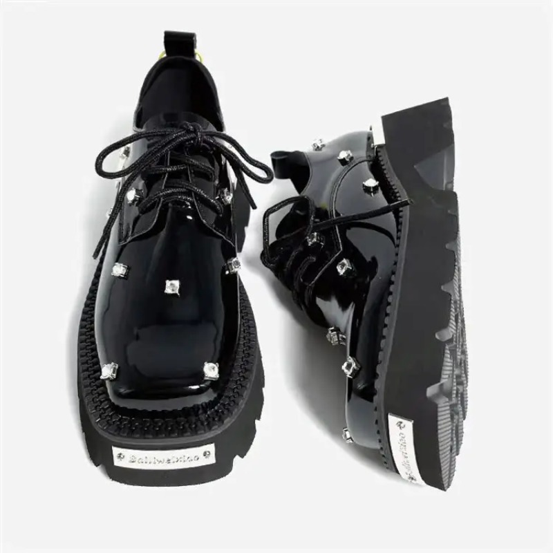 Platform Sneakers Chunky - Женские лоферы на платформе с кристаллами,